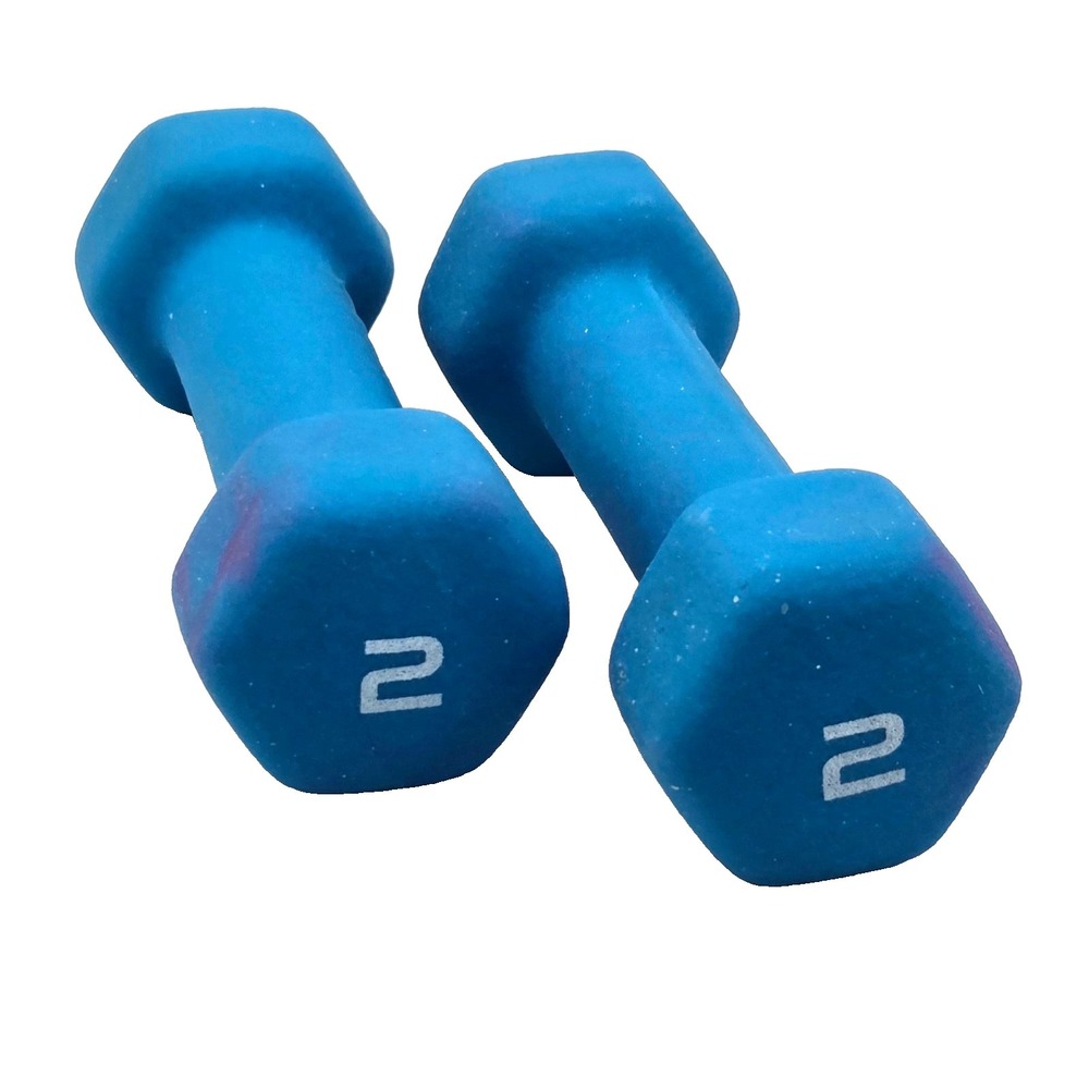 Blue Neoprene Hex Pair 2 Lb‎ Each Dumbbell Hand Weights